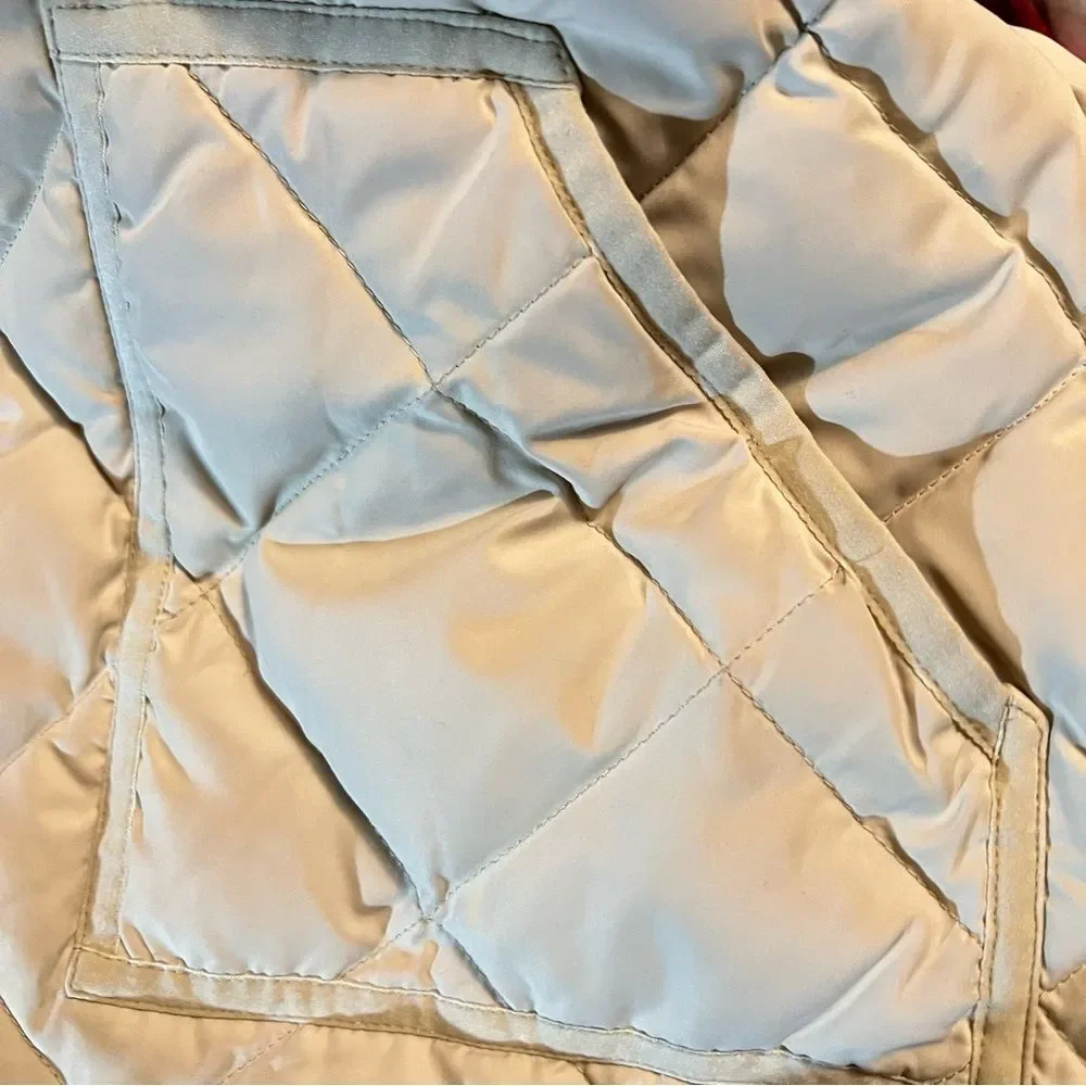 J.Crew Factory Quilted Beige Full Double Zipper Pull Down Puffer Vest-Size Small